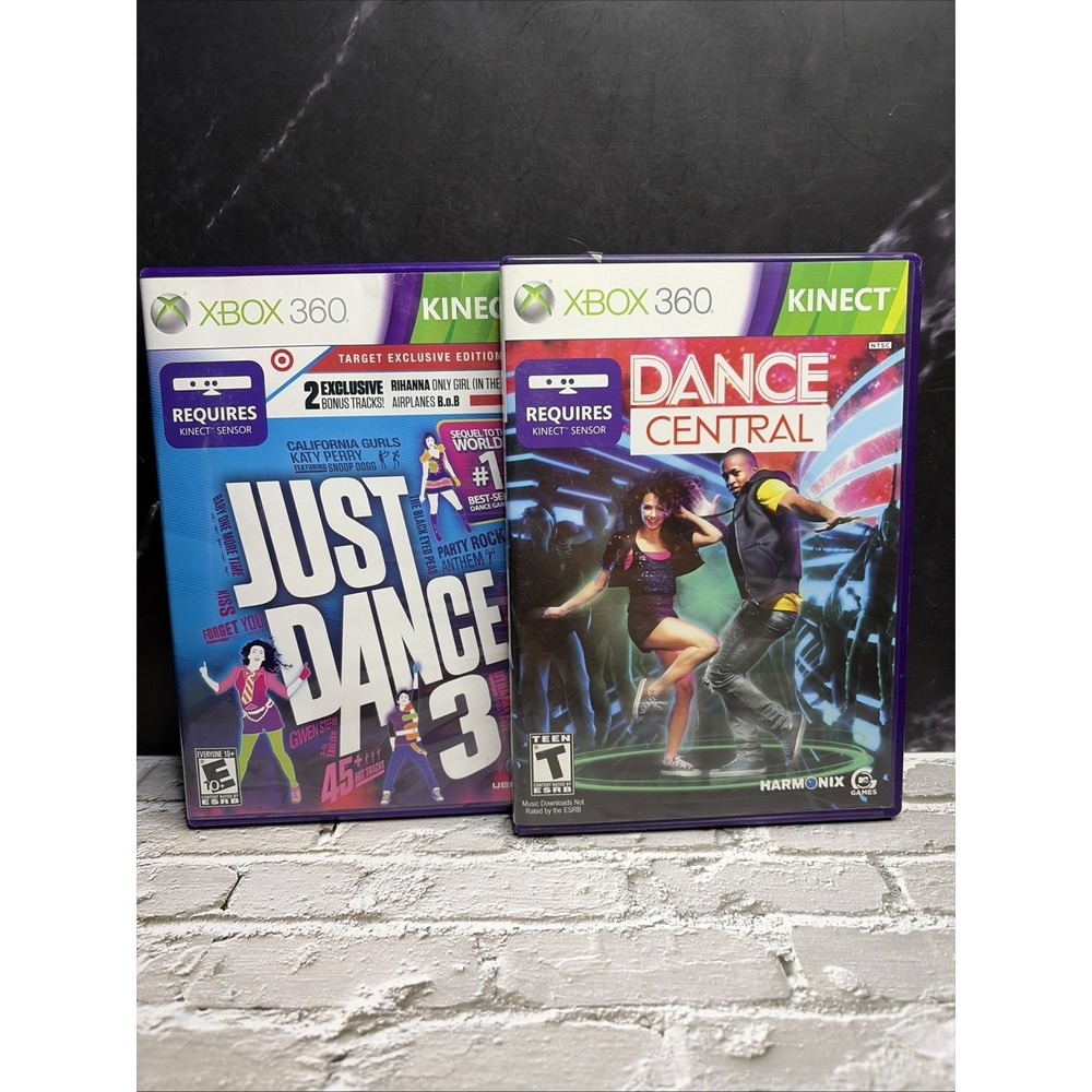 Bundle Just Dance 3 & Dance Central Bundle - Microsoft Xbox 360 - Both CIB - T&W